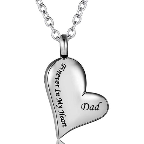 Forever in My Heart Urn Necklace for Cremation Ashes Jewelry Stainless Steel Ashes Keepsake Memorial Pendant For Dad&Mom