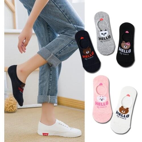 Socks women Girls happy funny cartoon animal no-show socks cute bear panda dog chick cat monkey summer spring socks female Soks