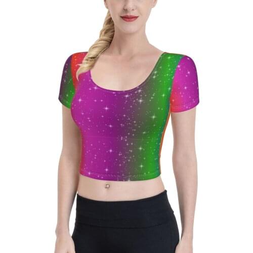 2021 New Summer Tight short sleeved T-shirt for ladies Fashion sexy Rainbow tie-dye women sport running Fitness T-shirt