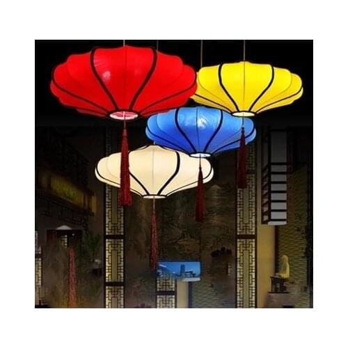 New Chinese Fabric Lantern Restaurant Corridor Chandelier Creative Hotel Restaurant Catering Lamps Hot Pot Restaurant Tea Room