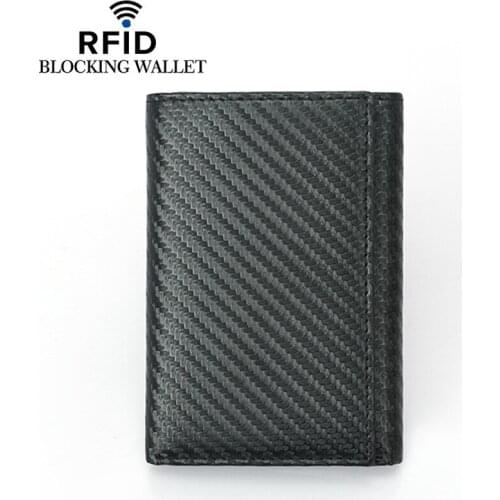 New Carbon Fiber Slim Credit Card Holder Thin RFID Tri-fold Wallets PU Leather Driver License Cover Holder For Men Card Wallet