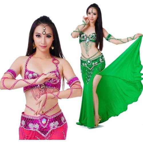 Belly Dance Costume S/M/L 3pcs Bra&Belt&Skirt Sexy Dancing women dance clothes Set bellydance wear 10 color for selection 700