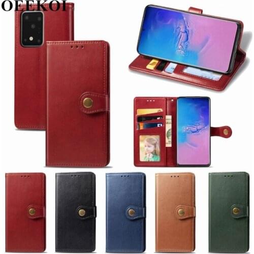 OEEKOI Pure Color PU Leather Wallet Flip Cover Case for Samsung Galaxy S20 Ultra
