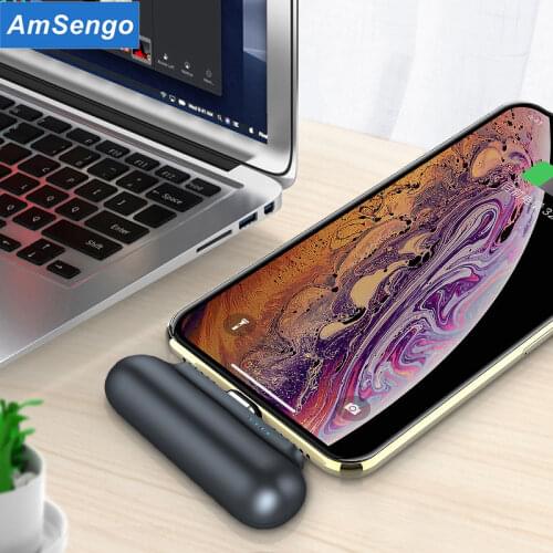 Amsengo Mini Power Bank Portable Charging PowerBank 3 in 1 Magnetic External Battery Charger For iPhone Micro Type-C PoverBank