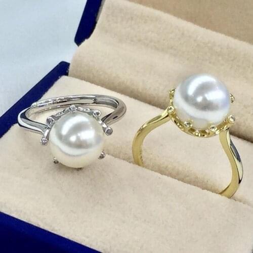 DIY Jewelry 925 Sterling Silver Adjustable Ring Settings Findings Mountings Parts for Pearl Corals Jade Crystal, 5pcs/lot