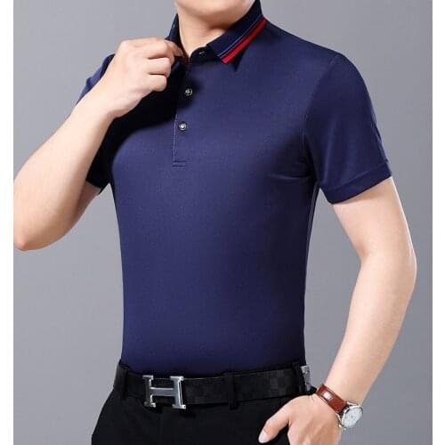 Promotional Sales Cheap Middle Age Slim Fit Plain Solid Color Short Sleeve Polo T-shirts