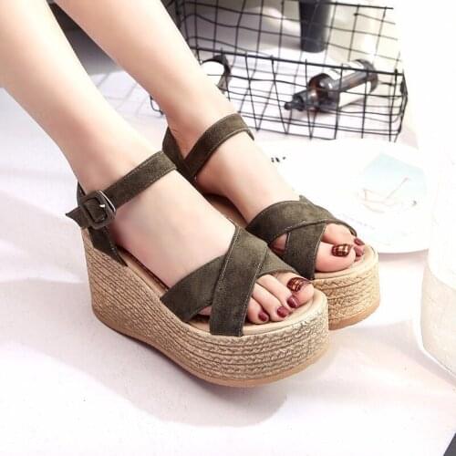 Thick Platform Women Wedge Sandals Flock Non-slip Womans Casual Shoes Ladies High Heels Student Female Pumps Summer Womens Heels