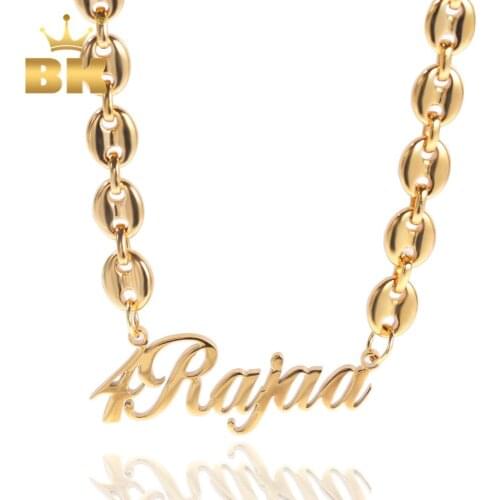 The Bling King Gold Coffee Bean Stainless Steel Nameplate DIY 7days to Produce Simple Style New Year Gift