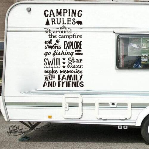 Camping Rules Touring car Wall Decals Breathe The Fresh Air Home Decor Kids Room Self-adhesive Stickers Art Word Murals DW11022