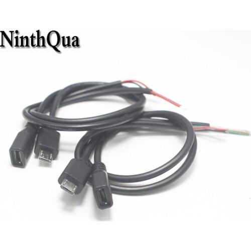 10pcs DIY Micro USB Welding Type Male Plug Female jack Connector with 2P / 4P Cable for OD3mm Wire Black 30cm