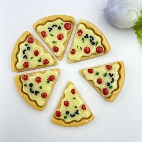 10pcs Hand-painted resin imitation Mini Pizza Flat back Miniature pattern applique DIY Wedding scrapbook craft