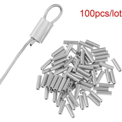 100Pc White Round Real Single Aluminum Fishing Tube Wire Pipe Crimp Sleeves Sea Connector Fishing Line Accessories Portable Tool