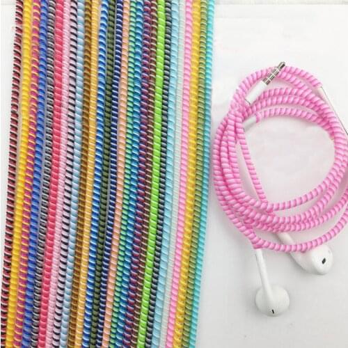 2pcs/lot Spiral Cable Protector For Iphone Earphone Bobbin Winder 1.1M Earpods Case Rope Protection Spring Twine Earphones Cover