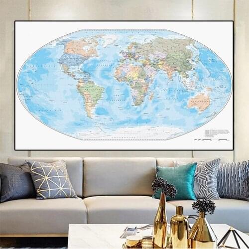 225*150 cm The German World Political Map Non-woven Canvas Painting Wall Art Poster Living Room Home Decoration School Supplies