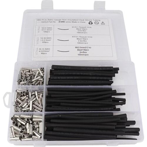 380pcs Car Butt Terminal Connectors Non-insulated Car Ship Heat Shrinkable Tube Line Docking Connector For Ships Cars