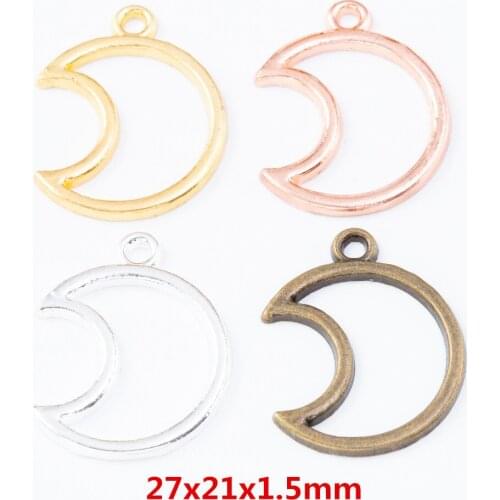 45 pieces of retro metal zinc alloy moon pendant for DIY handmade jewelry necklace making 7853