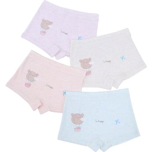 5pcs/ Four Seasons Wear High Quality 47.5%Cotton Cute Underwear Cartoon Girls' Panties Childrens Flat Underwear Soft Pants