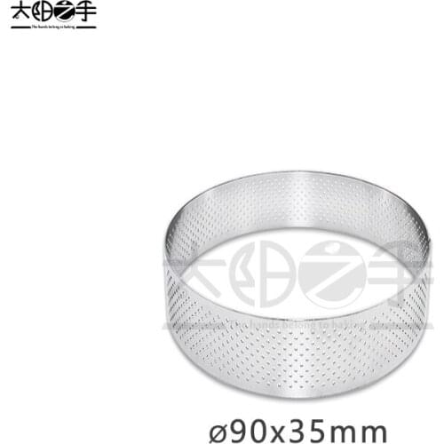 90x35mm Round Perforated Tart Ring 304 Stainless Steel Tart Ring Tartlet Mold Make Round Fruit Pie Egg Tart