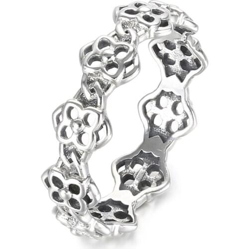 Authentic S925 Silver Rose Petals Ring For Women Wedding Party Gift fit Lady Fine Jewelry