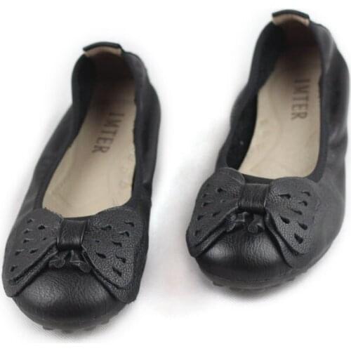 Women Shoes Genuine Leather Ballet flats Butterfly-knot Round toe Slip on Loafers Female Spring Footwear casual driving sho