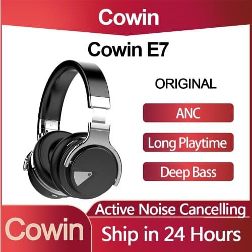 Original Cowin E7 HIFI Sound Wireless Headphone Active Noise Cancelling Bluetooth Earphone Deep Bass ANC Earbuds with Mic