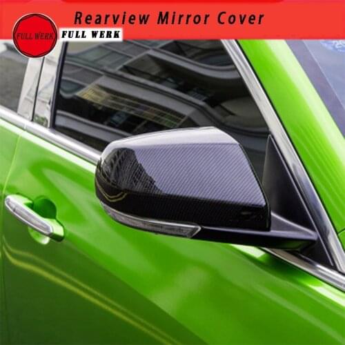 1Pair ABS Car Side Rearview Mirror Cover Decoration Protector for Cadillac ATSL 2014-2018 Accessories Carbon Fiber Look