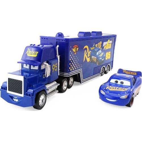 Disney Pixar Cars 3 Mack Truck +Small Car Lightning Mcqueen 1:55 Diecast Metal Alloy And Plastic Modle Car Toys For Children