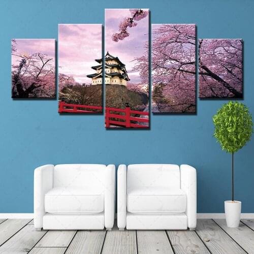 Home Decoration Wall Art 5 Pieces Canvas Flower Paintings Sky Pictures Hd Prints Modern Landscape Poster Bedroom Modular Framed