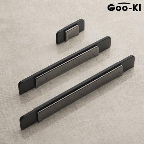 European Affordable Luxury Cabinet Handles Black Gray Splicing Kitchen Cupboard Pulls Drawer Knobs Furniture Handle Hardware