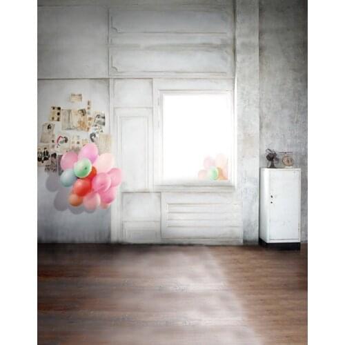5x7ft Wooden Floor White Door Balloon Photography Backdrops Photo Props Studio Background