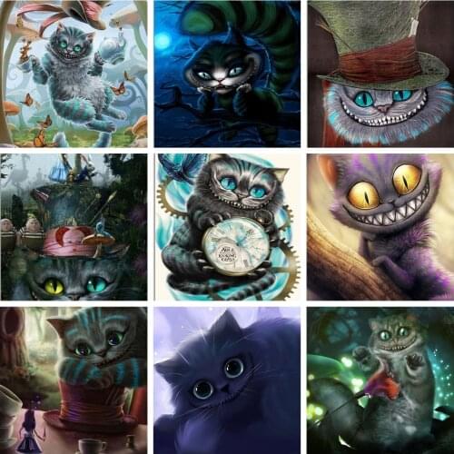 Disney Alice in Wonderlands Cheshire Cat Cartoon 5D DIY Diamond Painting Cross Embroidery Mosaic Wall Decoration Child Gift