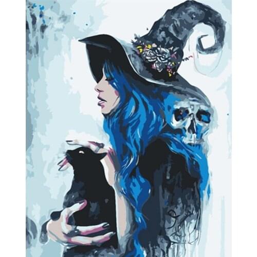 Paints By Numbers Adult Blue woman 40x50 60x75cm Pictures Oil Painting By Numbers Set Gift Coloring By Numbers Canvas Wall Set