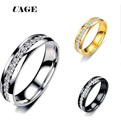UAGE Stainless Steel Rings For Women Circle CZ Personalized Custom Fashion Jewelry Wholesale