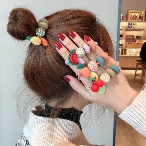 Korea Lovely Fruit Hair Accessories Headdress Rubber Band Sweet Fashion Girl Elastic Horsetail Hair Accessories Ornaments