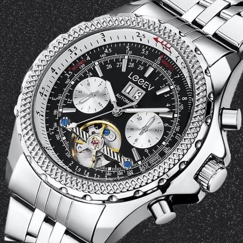 LeeEV Mens Watches Luxury Automatic Mechanical Tourbillon Watch Business Wristwatch for Men