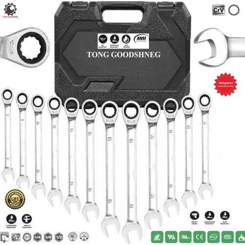 12pcs Ratcheting Wrench Set,8-19mm Chrome Vanadium Steel Ratchet Wrenches Metric Hand Tools,Combination Wrenches Gift Box