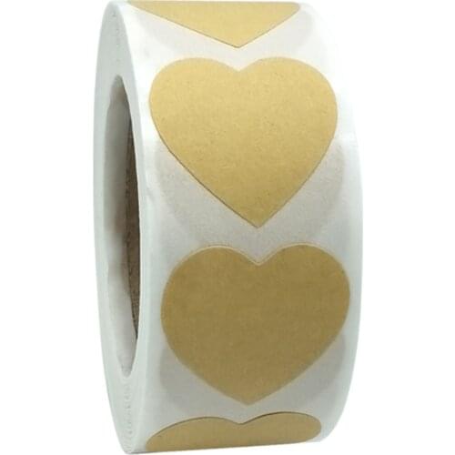 500pcs Heart Natural Stickers Blank Roll Sticker Thank You Stickers For Envelope Jewelry Box Scrapbooking Seal Labels Stickers