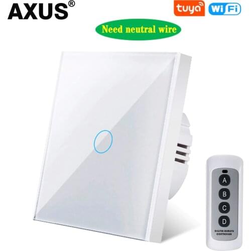 AXUS EU Standard Tuya Smart Life 1/2/3 Gang 1 Way WiFi Wall Light Touch Switch for Google Home Alexa Voice Control Need neutral