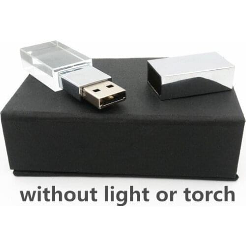 New hot transparent crystal usb with colour led light usb+box 4GB 8GB 16GB 32GB usb flash drive sticks (over 30 pcs free logo)