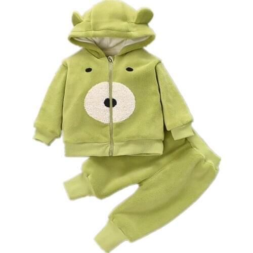 New Winter Baby Girls Clothes Suit Children Fashion Thick Hoodies Jacket Pants 2Pcs/sets Toddler Boys Clothing Kids Sportswear