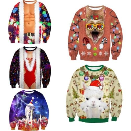 Fall/Winter 2020 Christmas 3d sweater alpaca digital Cat 3D printing Novelty Women Ugly Christmas Sweater lovers Clothing