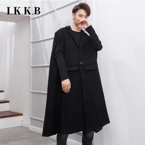 Coat mens long over the knee European and American simple Japanese retro World War II warlord loose tide brand Cape Cape