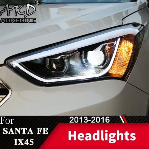 Head Lamp For Car Hyundai IX45 2013-2016 Santa Fe Headlights Fog Lights Day Running Light DRL H7 LED Bi Xenon Bulb Car Accessory