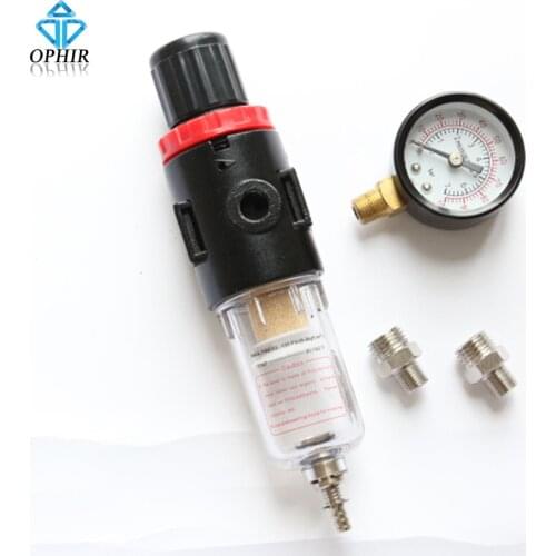 OPHIR Airbrush Compressor AIR REGULATOR w/Water Trap Filter With 2 Adaptor Model Pump Oil Water Separator_AC010