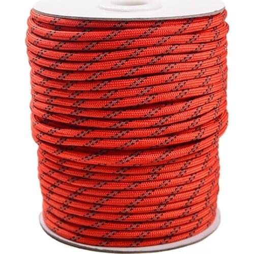 4MM Camping Bold Reflective Tent Rope Multifunctional Awning Wind Strap Outdoor Clothes Line Orange Red 20m 30m 50m