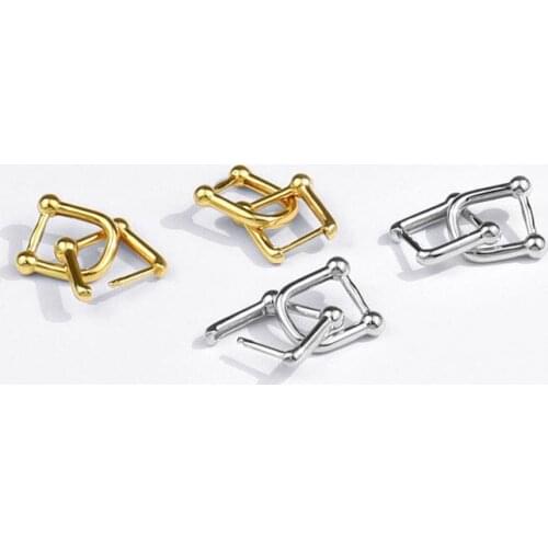 925 Sterling Silver Horseshoe Hoop Earrings for Women Geometric Interlock Party Jewelry Gift