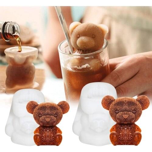 Ice Cube Mold Silicone Cute Animal Ice Cube Mold Abrasive 3d Ice Cube Mold Bear Mold Silicone Creative Coffee Milk Tea Ice Cube