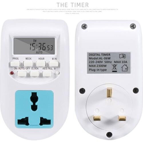 Plug Timer Universal Socket Electronic Digital Metal Simplify ABS 220-240V Home LCD Display AL-06 White Timing Switch Adapter