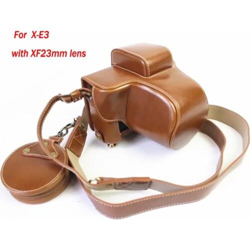 High quality PU Leather Camera Case For Fujifilm XE3+xf23mm Finepix X-E3 Camera Bag Cover With Battery Opening + shoulder strap