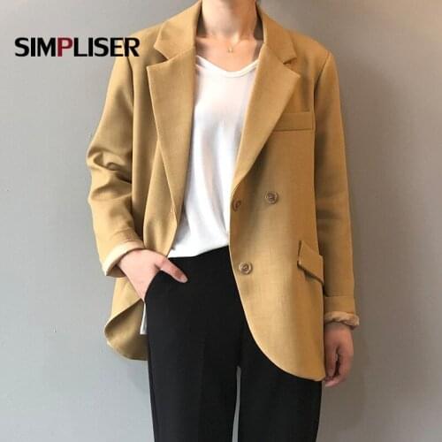 Chic Blazer for Women 2020 demi-season Suit Jackets Double Breasted Female Outwear Long Sleeve Office Lady Work Wear Coats